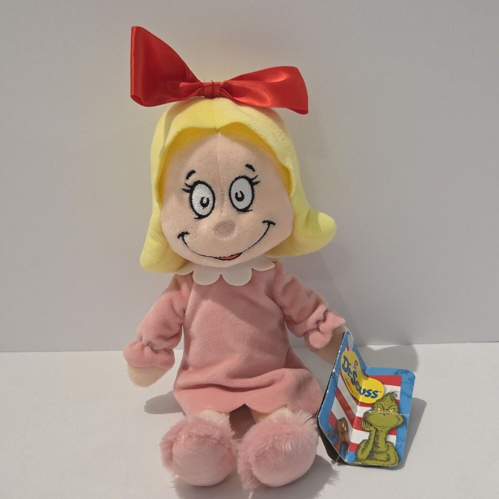 Authentic Dr Seuss 10" Cindy Lou Who Pink Plush Doll Aurora With Tags Attached